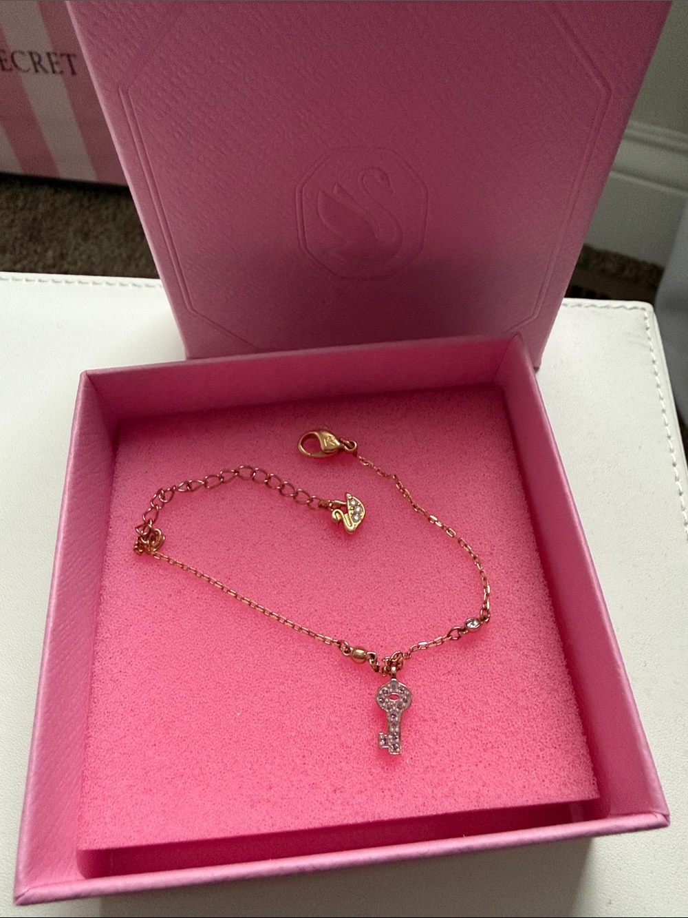 Swarovski Rose Gold Key Charm Bracelet